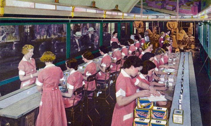 Bottling line postcard 1934